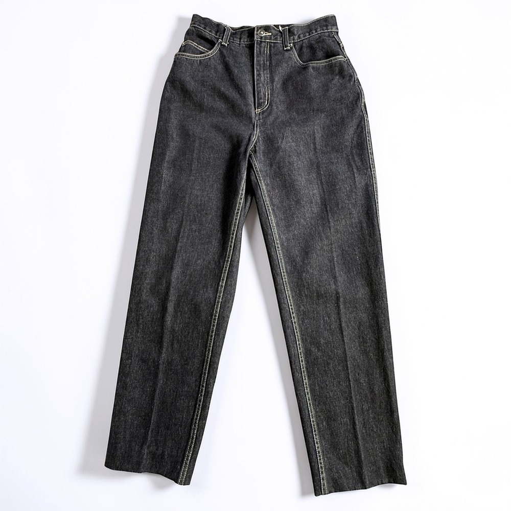 VTG Carole Little Sport Black Denim Jeans High Rise Straight Leg Size 8 28x27